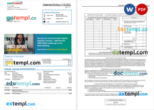 USA MidFlorida Credit Union bank statement Word and PDF template, 3 pages
