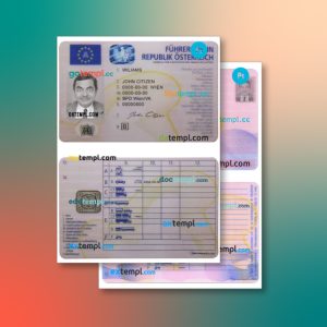 Austria driving license 2 templates in one catalogue – with lower price