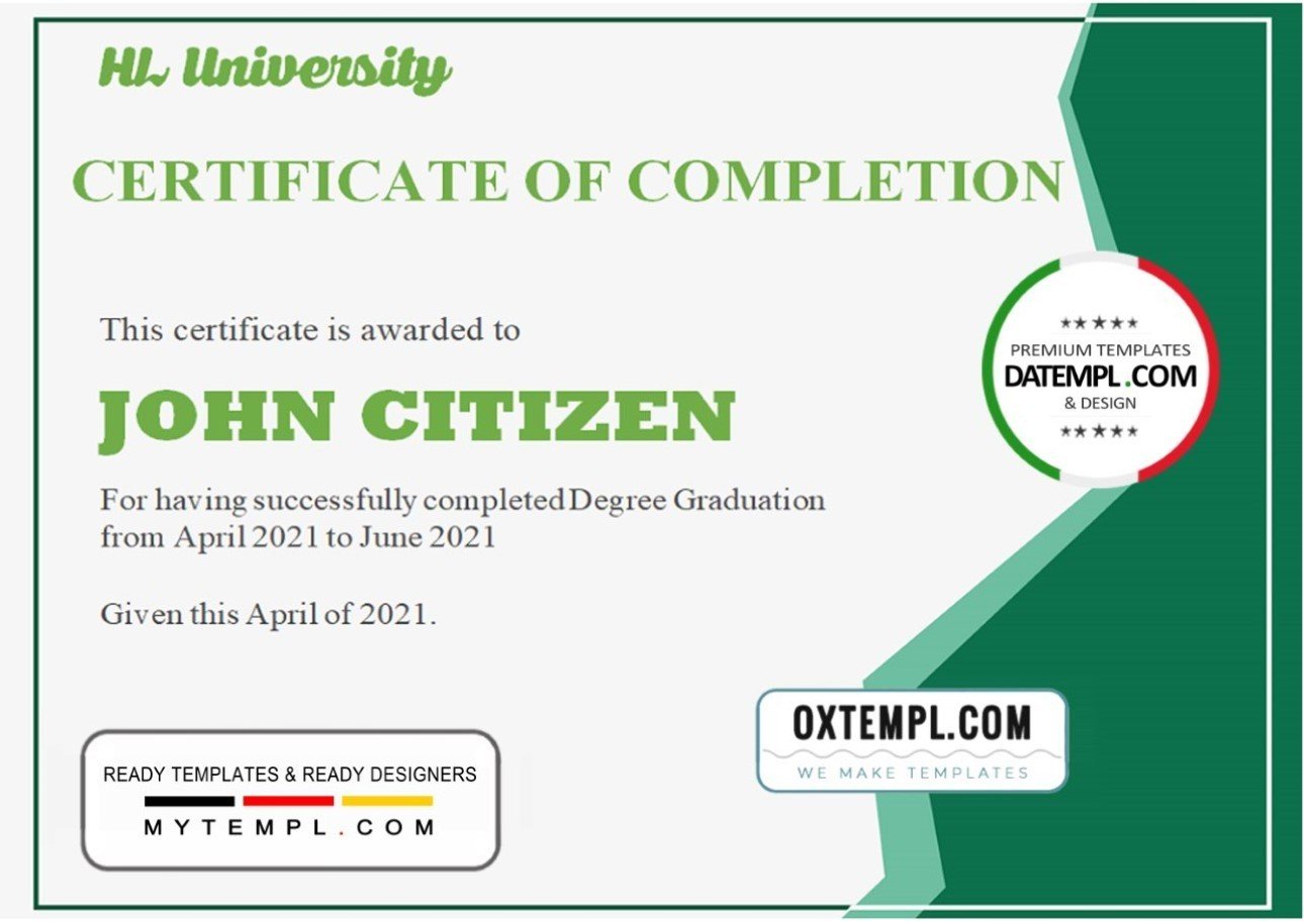 USA Completion & Graduation Ceremony certificate template in Word and ...