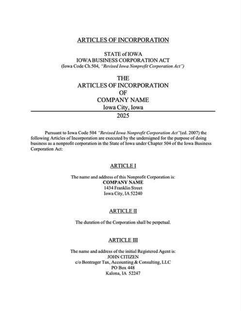 USA Iowa Articles Of Incorporation Word And PDF Template USA Iowa Articles Of Incorporation Word And PDF Template